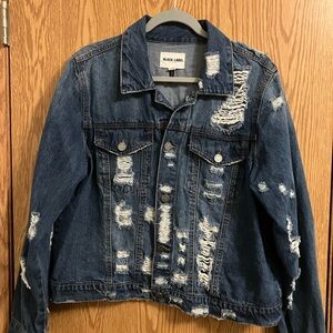 Black Label by C’est Toi Ripped Blue Denim Short Jacket 1XL Women’s